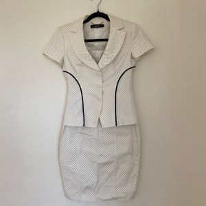 Versace white dotted dress and matching jacket